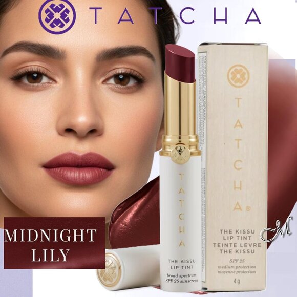 TATCHA The Kissu Lip Tint SPF 25 ~MIDNIGHT LILY (Nude Deep Berry) 4g NIB (Japan) - Picture 1 of 14